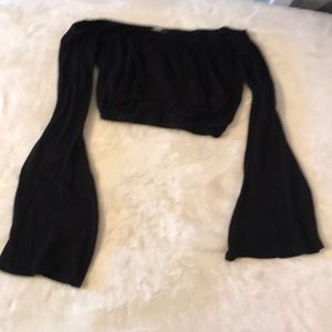 off the shoulder black crop top